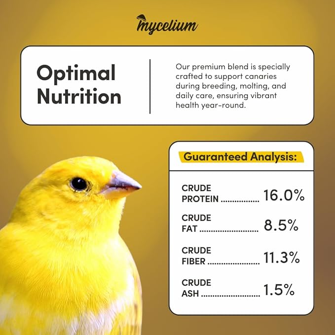 Mycelium Canary Cuisine Bird Food (5 LB Bag) | Organic Canary Seed Mix with Real Fruits & Veggies | Vitamin-Enhanced Daily Feed for Immunity | No Additives, Dust, or Debris | Non-GMO & USA Made