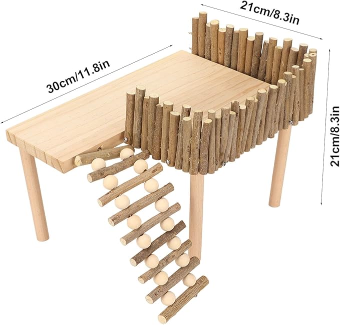 Tnfeeon Hamster with Climbing Ladder, Guinea Pig Toys Chinchilla Perch Cage Accessories Toy Wooden Play Gym Stand for Hamsters Squirrel Guinea Pig