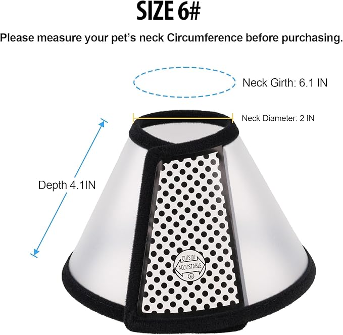 Depets Adjustable Recovery Pet Cone E-Collar for Cats Kittens Rabbits, Plastic Elizabeth Protective Collar Wound Healing Practical Neck Cover, Neck Girth 6.1 in