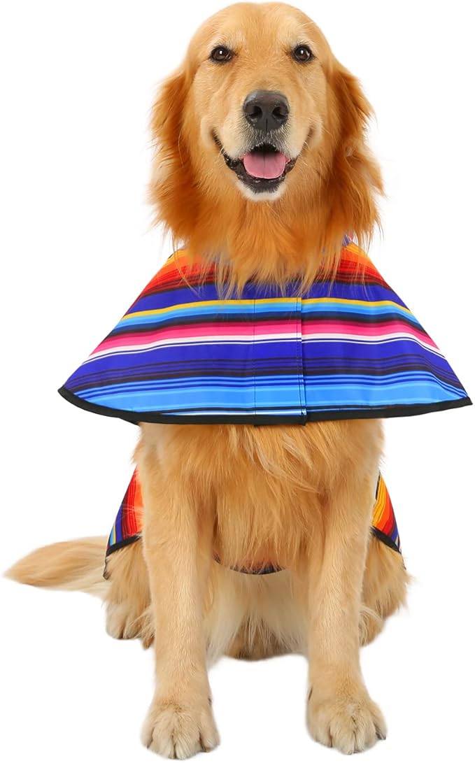 HDE Dog Raincoat Jacket Reflective Adjustable Hooded Pet Poncho Rain Coat with Leash Hole for Small to X-Large Dogs Baja Stripes - L