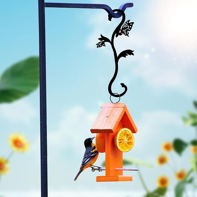Hummingbird Bird Feeder Hanger Hooks for Outdoors Hanging, Shepherds Hanging Plant Hooks, S Garden Fence Hooks for House, Wind Chimes, Flower Basket(2PCS/Butterfly)