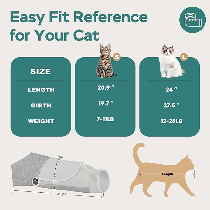 Self-Adhesive Cat Grooming Wrap, Cozy Cat Wrap for Cutting Nails, Breathable Anti-Scratch Cat Swaddle Bag for Brushing, Ear Cleaning, Dental Care, Medication, Injections,Grey L