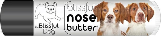 The Blissful Dog Brittany Spaniel Nose Butter for Dry, Cracked Skin, Lick-Safe Dog Nose Balm with Moisturizing Shea Butter, Almond, Olive, and Essential Oils, Pet Supplies, Uncented, 0.15 oz.