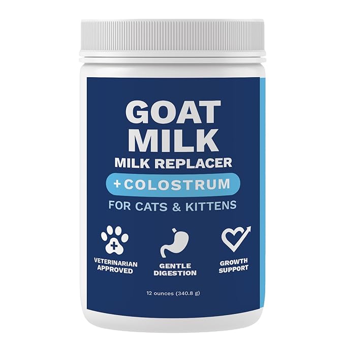 Under the Weather Kitten Milk Replacement Powder + Colostrum for Cats & Kittens | Goat Milk Replacer Powder | Goat-Based Formula with Colostrum for Immune & Digestive Support - 12 oz