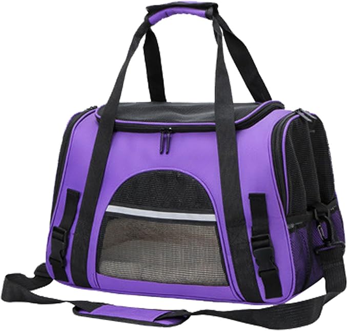 Expandable Cat Carrier for Travel, Soft-Sided Pet Carrier for Cats and Small Dogs, Airline Approved, Comfortable & Breathable Cat Carrying Bag with Adjustable Strap for Daily Use & Airplane(Purple)
