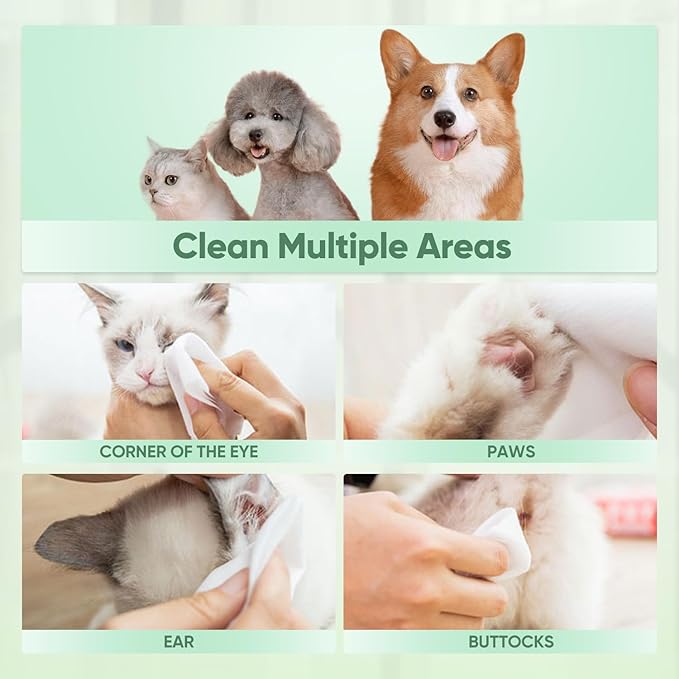 Pet Wipes for Dogs & Cats, Extra Moist & Thick Grooming Puppy Wipes with 300 Fresh Counts, Aloe Vera/Nature (3 Pack)