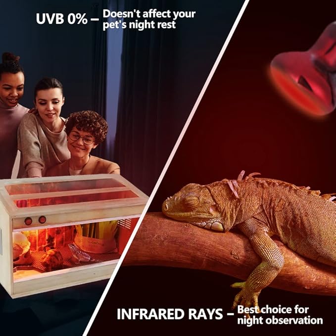 LUCKY HERP 100W Reptile Heat Lamp Bulb 2 Pack, Amphibian Infrared Basking Spot Light Bulb, Red Heat Lamp Bulbs for Reptiles, for Turtle, Bearded Dragon, Lizard, etc