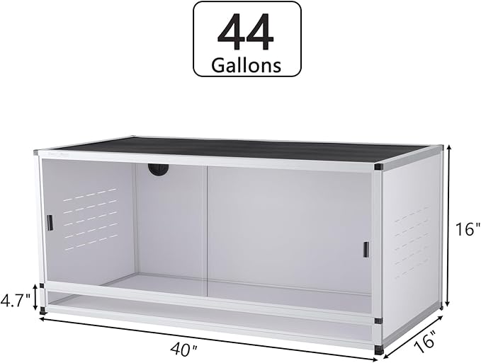 PVC Reptile Tank 80x16x16inch Large Reptile TerrariumTempered Glass Doors Habitat 88 Gallon for Bearded Dragon Gecko Lizard Snake, Wide Breeding Lounge Vivarium Area with Sliding Doors Lock