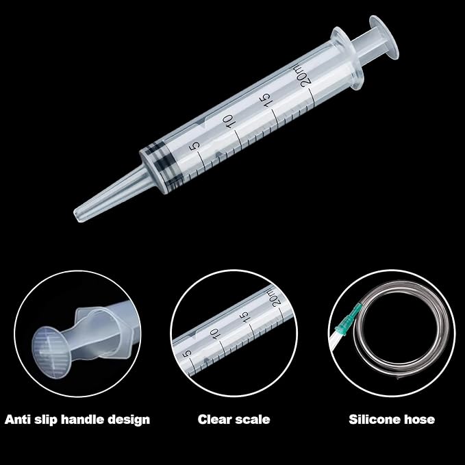 Baby Bird Feeding Syringe Set, Pet Parrot Milk Feeding Syringe with Tubes, Parrot Feeding Tubes Measuring Tools for Feeding Pets Scientific Industrial Labs… (20ml+60ml)