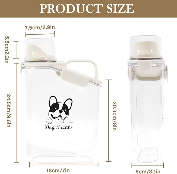 DogTreats Storage Container Airtight Portable Dog Food Container with Handled Lid and Pour Spout,DogTreats Storage for Dog Dry Food Small Pet Food Container