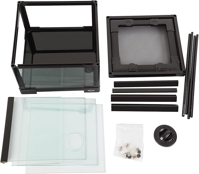 REPTI ZOO Amphibian Habitat Tank 10 Gallon, Full Vision Glass Reptile Terrarium 12" x 12" x 18", Vertical Reptile Tank with Deep Base & Top Screen Ventilation