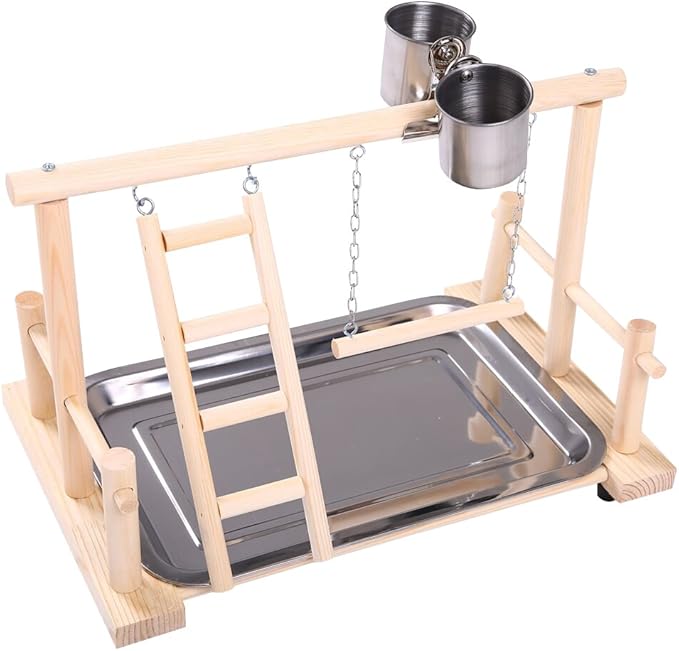 QBLEEV Bird Water Feeder Dishes Bird Bowl for Cage Coop Cups Parrot Food Hanging Pet Animal Stainless Steel Birdcage Bowls Feeding Perches Play Stand with Clamp