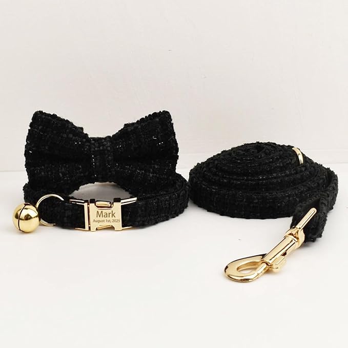 Personalized Cat Collar with Engraved Name and Phone Number - Customizable Kitten Collars for Girls (Tweed)