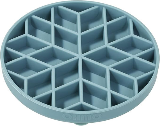 OHMO Slow Feeder Dog& Cat Bowl, Silicone Puppy Cat Food Bowl with Anti-Slip Suction Cup Slow Down Small Dogs Eating, Anti Choking (S-Diamond,Light Blue)