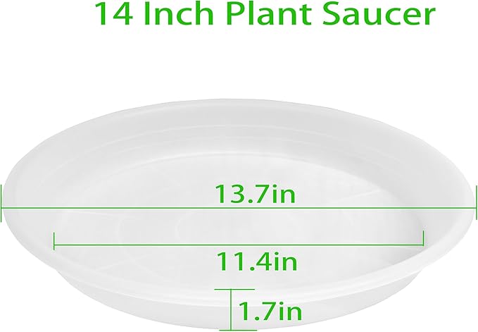 2 Pack of 14 inch Clear Plant Saucer, Plastic Plant Saucer 14 inch, Bird Bath Bowls, Heavy Duty Clear Plant Tray for Pots, Plant Saucers for Indoors Planter, Garden Water Plate 12"/13"/14"