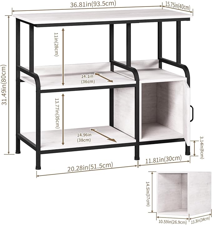 40-50 Gallon Fish Tank Stand，750 lbs Capacity Aquarium Stand，Heavy-Duty 3-Level Reptile Stand with Built-in Storage，36.8×15.7×31.5" Steel Terrarium Stand (Greige)