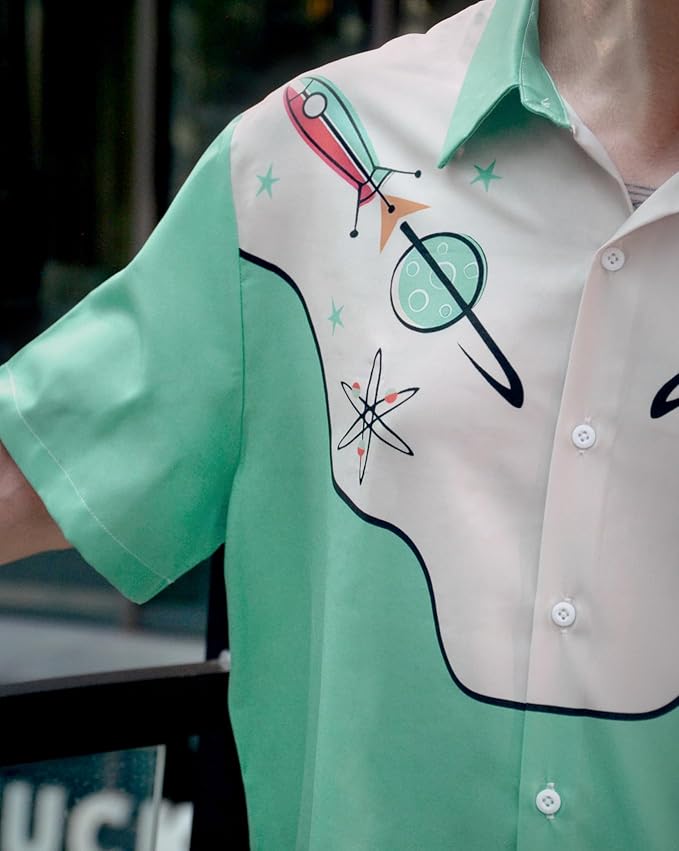 Men’s Hawaiian Shirt Western Cowboy Symmetrical Print Short Sleeve Button Down Casual Beach Holiday Summer Shirt