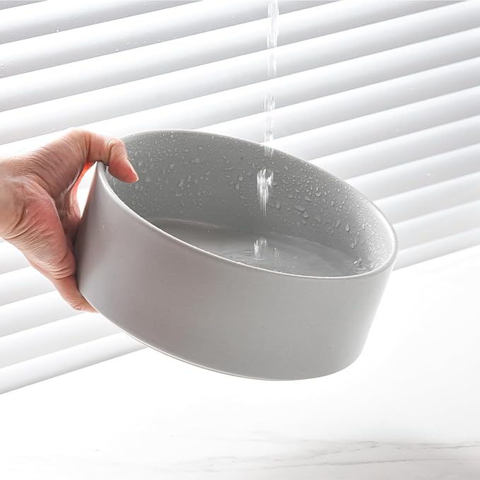 6'' Ceramic Dog Bowl - 30Oz Classic Dogs Food & Water Bowl for Small and Medium Breed Dogs, Heavy Duty Non-Slip Dog Dishes, Food Grade Stoneware Pet Bowl, Dishwasher & Microwave Safe, Grey