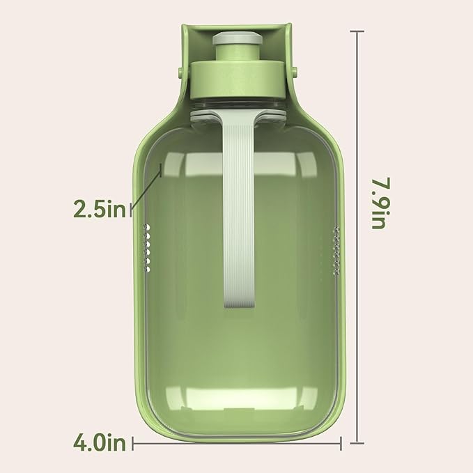 Portable Dog Water Bottle – 19 oz, Exclusive Latest Large Wide-Mouth Folding Design, Durable Handle Strap, Food-Grade Plastic, Ideal for Walking, Hiking & Outdoor Travel（Army green）