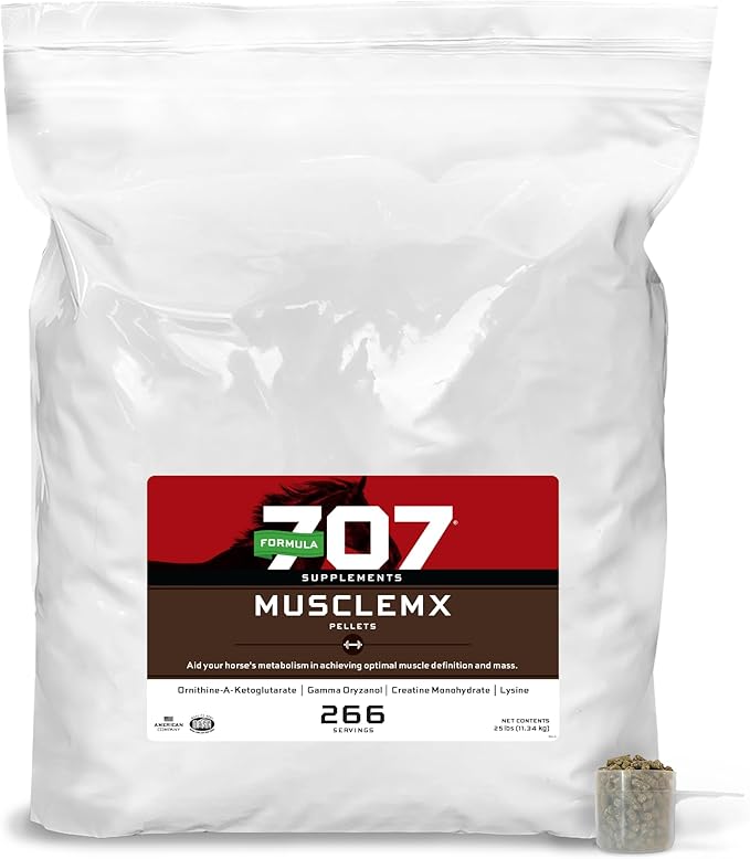 Formula 707 MuscleMx Equine Supplement, 25lb Refill Bag – Conditioning Support and Muscle Builder for Horses with Lysine, Gamma Oryzanol, Creatine & OKG