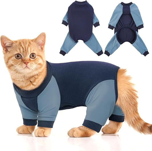 DENTRUN Cat Recovery Suit, Kitten Hair Sticky Onesie, Surgical Cone Alternative Shirts for Female Male Cat Recovery After Surgery, Cat Hair Spreading Prevent Clothes Pajama Apparel for Cats Only