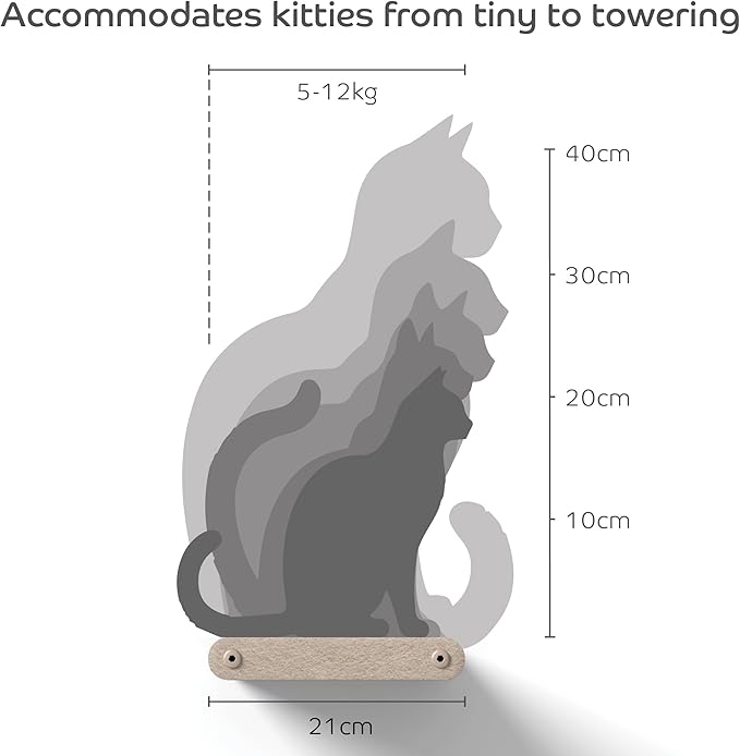 Wall Mounted Cat Steps Short Shelves (2) by Pryde Pets - Stairs for Walkways, 100% Sustainable PET Felt Feline Enrichment Climber Furniture for Indoor Cats, Modern Climbing Gym Design (Oatmeal)