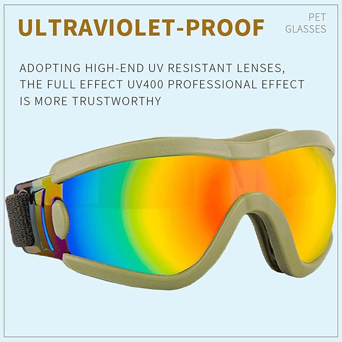 Medium Dog Sunglasses with Adjustable Strap UV Protection, Winproof Puppy Sunglasses, Suitable for Dogs Eyes Protection，Soft Dog Goggles