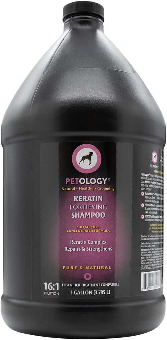 Keratin Fortifying Dog Shampoo, 1 Gallon - Natural, Gentle, Sulfate-Free, Infused with Keratin and Amino Acids to Strengthen and Moisturize Your Dog's Skin and Coat, Bulk Refill Size 128 oz