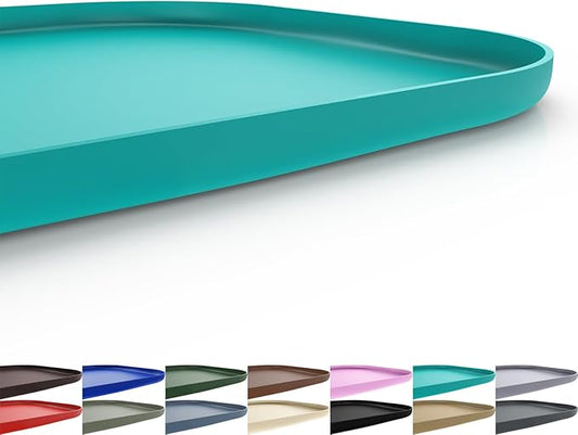 Silicone Pet Feeding Mat with Raised Edge for Food and Water, Dog Bowl Mats, Cat Bowls Placemat with High Lip for Floor Waterproof, Rubber Tray for Cats and Dogs 22 x 14 x0.8 Dark Turquoise