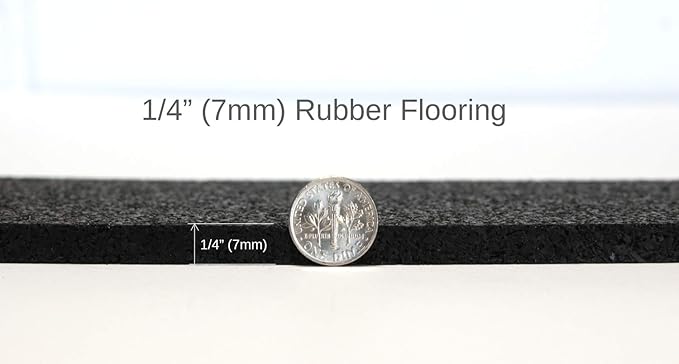 American Floor Mats 1/4in (7mm) Thick Solid Black 4' x 40' Heavy Duty Rubber Rolls, Protective Exercise Mats, Home Gym Rubber Flooring