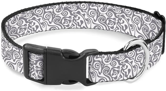 Gray White Swirl Marble Dog Collar Soft Pet Collars for Small Medium Large Breed Dogs Cats Puppy Kitten Terrier