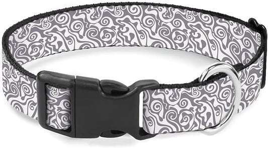 Gray White Swirl Marble Dog Collar Soft Pet Collars for Small Medium Large Breed Dogs Cats Puppy Kitten Terrier