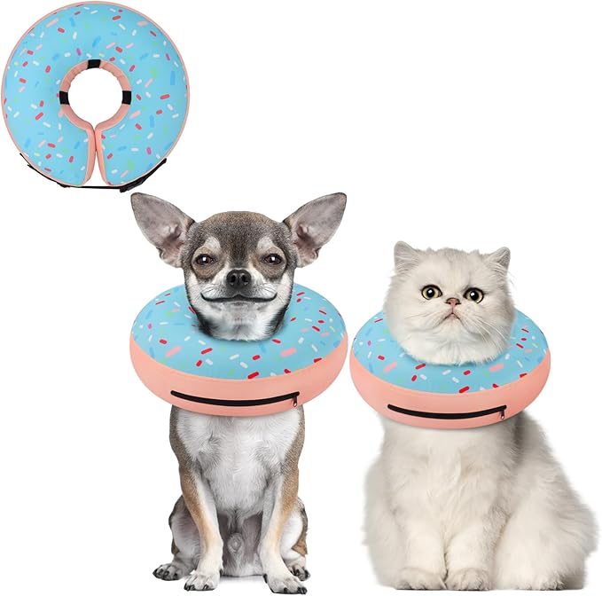 Supet Inflatable Dog Cone Collar for Small Dogs Puppies Cats, Soft Dog Cone Alternative After Surgery for Puppies Cats to Stop Licking