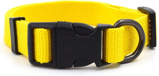 Yellow Dog Collar for Medium Size Dog, Breathable, Anti-Odor & Soft, Comfortable for Sensitive Skin Puppies, 90% Bamboo Rayon, Adjustable Quick-Release Buckle Pet Collar for Medium Breeds