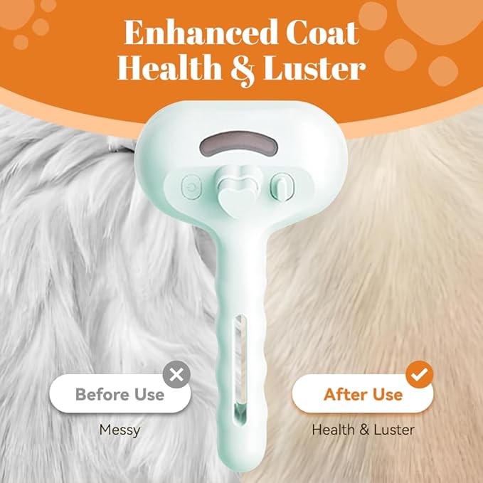 Cat Steam Brush, 3 in 1 Pet Spray Hair Removal Comb for Shedding & Grooming, Pet Grooming Brush with Spray, One-Click Release Button and Tank, Spritz Defur Comb for Cats Dogs, Effective(White)