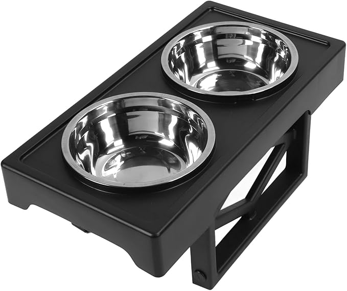 Elevated Adjustable Dog Bowls Prevent Slip Height Raised Stand with 2 Stainless Steel Food Bowls Dogs Cats Applicable Scene Home