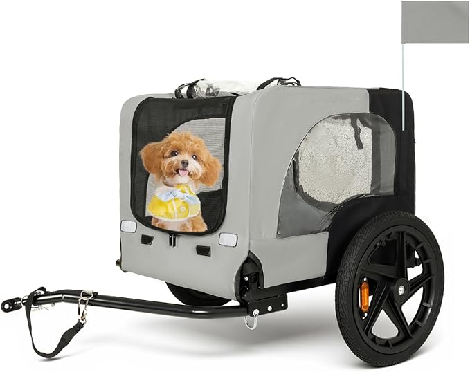 Pet Bike Trailer for Dogs, 88LBS Capacity Dog Bicycle Trailer with 20" Pneumatic Rubber Wheels, Multi-Directional Ventilation, Waterproof Cover, Perfect for Cycling with Pets