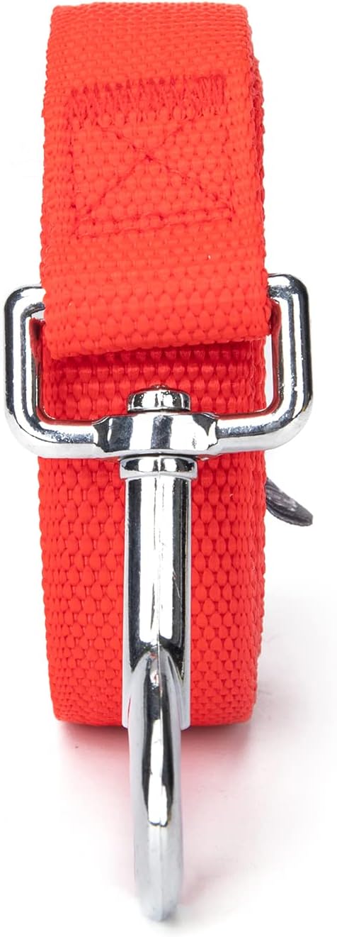 Strong Durable Nylon Dog Training Leash, 1 Inch Wide Traction Rope, 6 ft 10ft 15ft Long, for Small and Medium Dog (Red, 6 Feet)