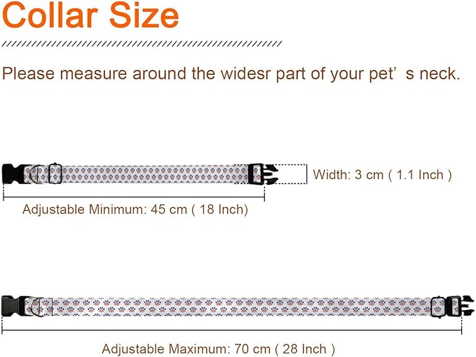 USA Flag Cat Paw Pet Red Blue Dog Collar Cat Big Neck Collars Soft for Small Extra Large Heavy Duty Pet Dogs