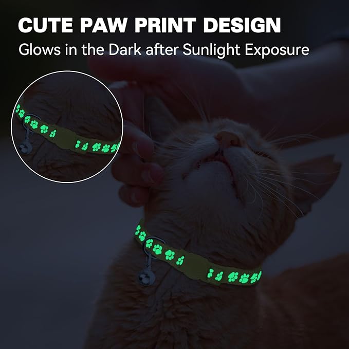 16 PCS Breakaway Cat Collars,Kitten Collar with Bell Cat Collars for Boy Girl Cats Breakaway Collar for Cats Glow in The Dark 7.5-12.6 Inch