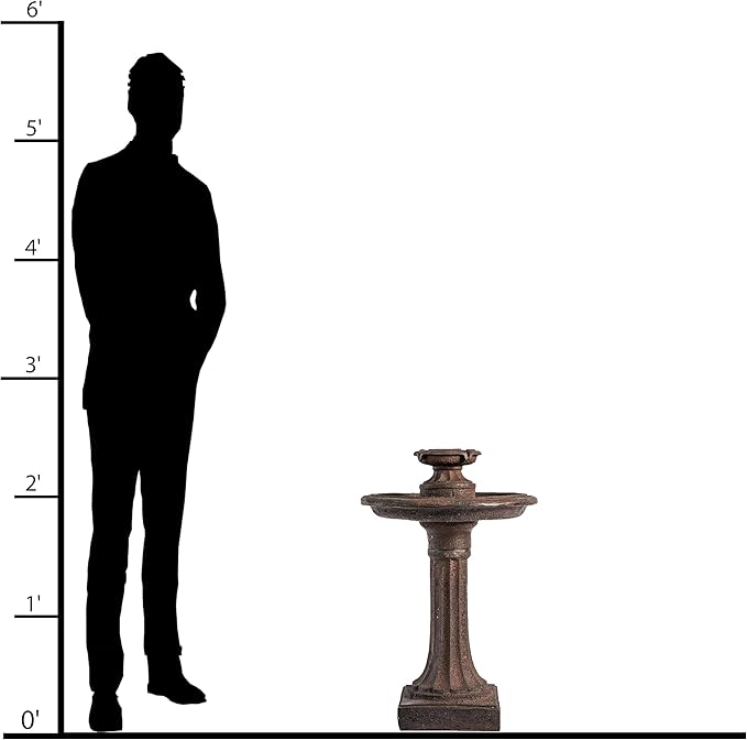 XBrand 28" Tiered Freestanding Classic Bird Bath Outdoor Water Fountain w/Auto Shut-Off Pump, Brown