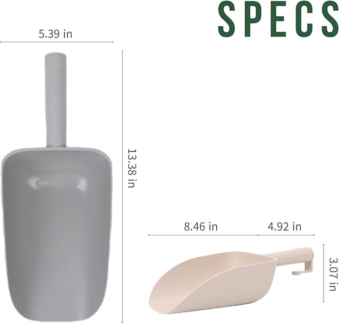 Extra Big Multipurpose Scoop– Solid Deep Scooper for Any Household – Disposing/Replacing Litter – Big Size Animal Pet Food Shovel – 44oz