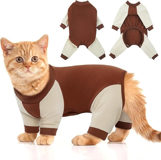 DENTRUN Cat Recovery Suit, Kitten Hair Sticky Onesie, Surgical Cone Alternative Shirts for Female Male Cat Recovery After Surgery, Cat Hair Spreading Prevent Clothes Pajama Apparel for Cats Only