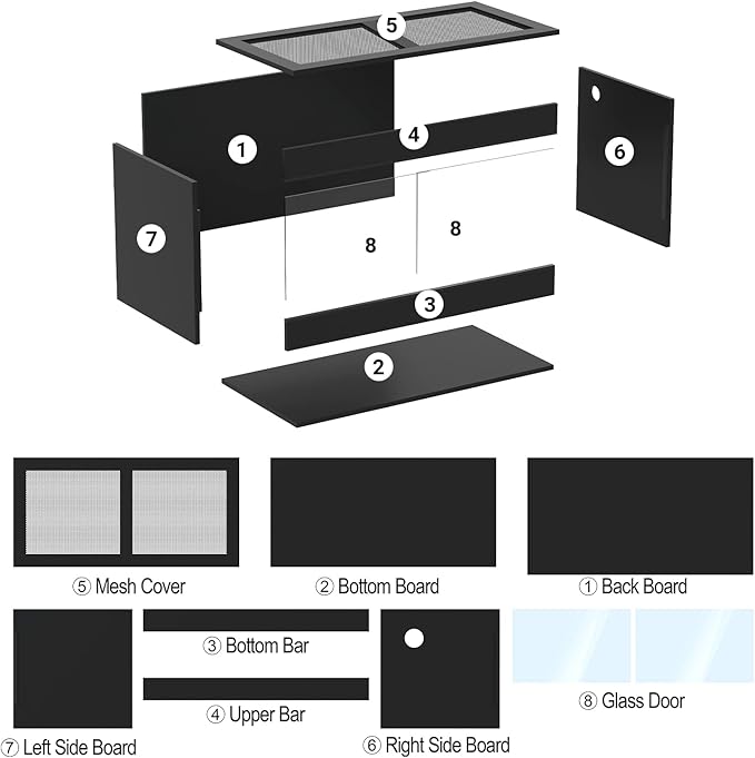 50 Gallon Reptile Enclosure, 36" x 18" x 18" Wooden Reptile Terrarium with Double Hinge Sliding Doors & Top Screen Ventilation, Better Heat Preservation, Suitable for Bearded Dragon Gecko Ball Python