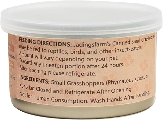 6 Pack Canned Small Grasshoppers for Reptiles, Fish, Birds and Small Animals, Grasshoppers, Healthy High Protein Treat, Bearded Dragon Food 1.2 Ounces Each