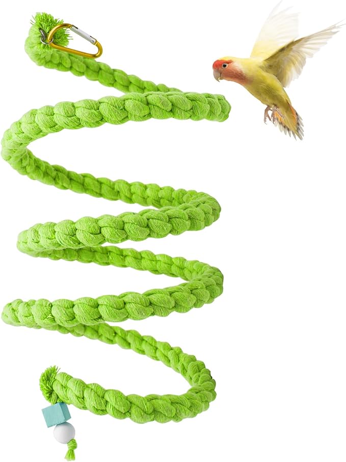 59 Inches Spiral Rope Perch, Swing, Cage Stand Pole Accessories, Climbing Toy for Parrot Parakeet Budgies Lovebirds Cockatiels (59"/1.5 M)