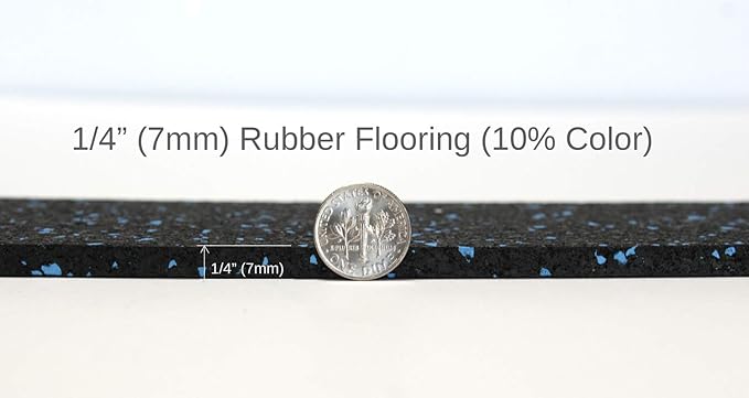 American Floor Mats 1/4in (7mm) Thick 10% Grey 4' x 35' Heavy Duty Rubber Rolls, Protective Exercise Mats, Home Gym Rubber Flooring