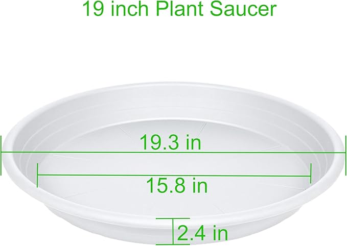 2 Pack of 19 inch Plant Saucer, Large Plant Tray, Heavy Sturdy Plant Drainage Tray for Indoors, Bird Bath Bowls, Sturdy 18 inch Plastic Pot Tray for Planter (White)
