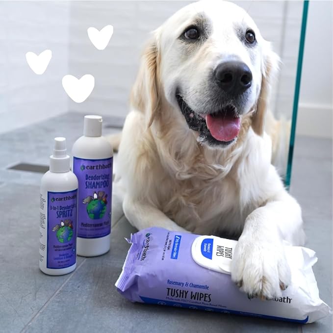 earthbath, Mediterranean Magic 3-in-1 Dog & Puppy Deodorizing Spritz - Dog Odor Eliminator for Strong Odor, Cruelty-Free Dog Cologne, Dog Wash Spray, Made in USA, Dog Bathing Supplies - 8 Oz (2 Pack)