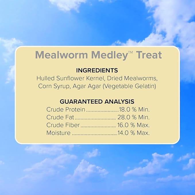 Blue Seal Mealworm Medley Suet Treat Bars for Wild Birds - No Mess Suet Feed for Woodpeckers, Cardinals, Siskins, Sparrows & More - 7 oz Bird Seed Cakes (Pack of 12)